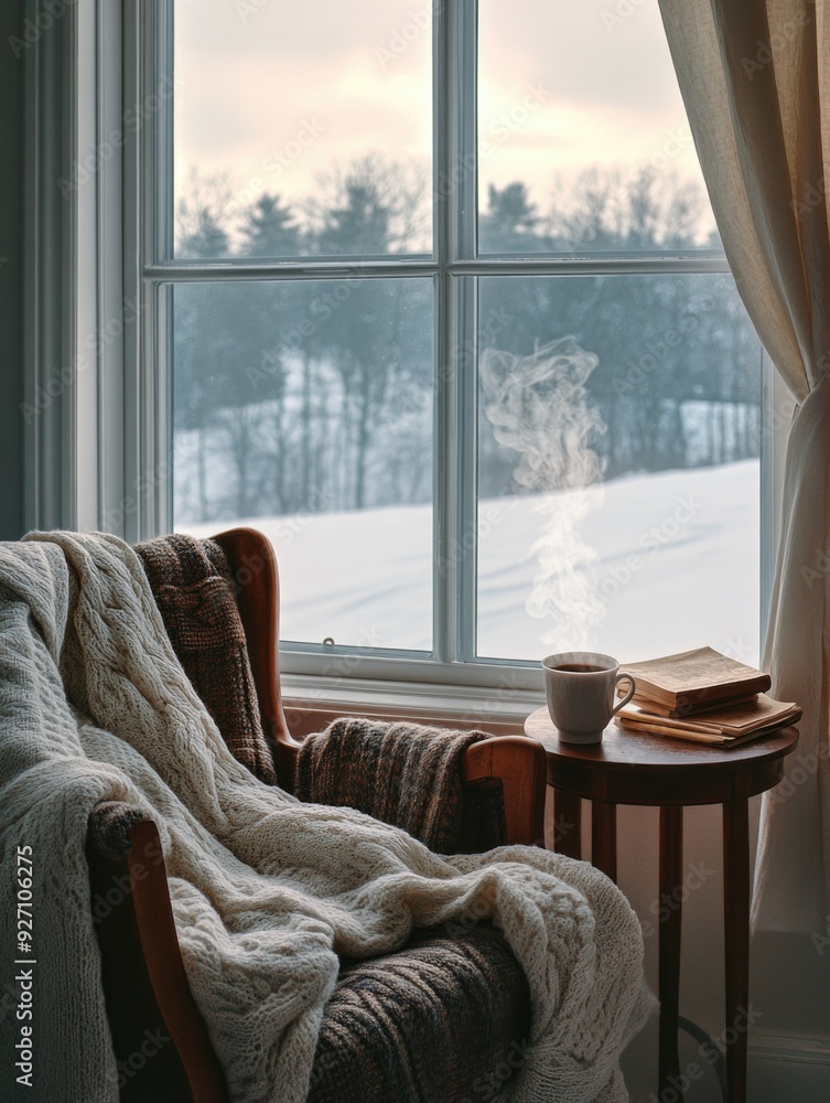 Canvas Prints chair by window with blanket