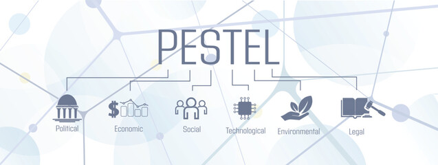 pestel icons on white background