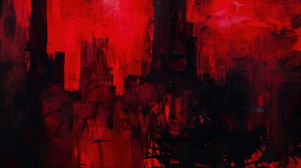 Dramatic Abstract Artwork with Intense Red Tones and Surreal Imagery