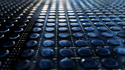 Fototapeta premium a close-up of a pattern of shiny, metallic squares.