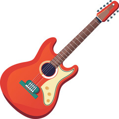 Electric Guitar Icon on Transparent Background
