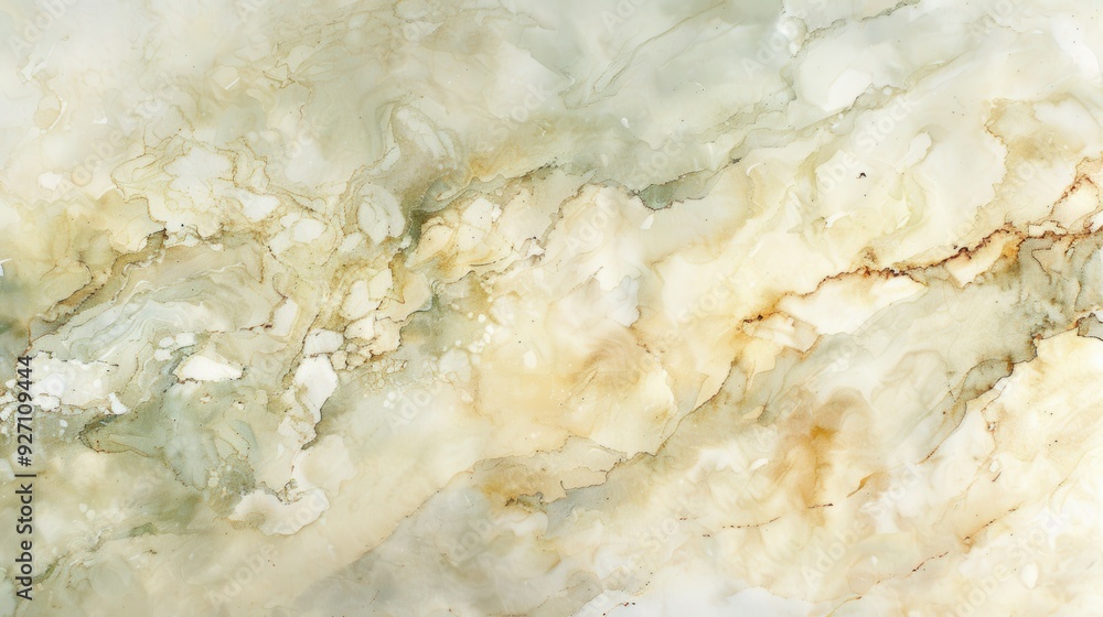 Poster a close-up image of a white marble surface with swirling veins of green and brown. the veins create 
