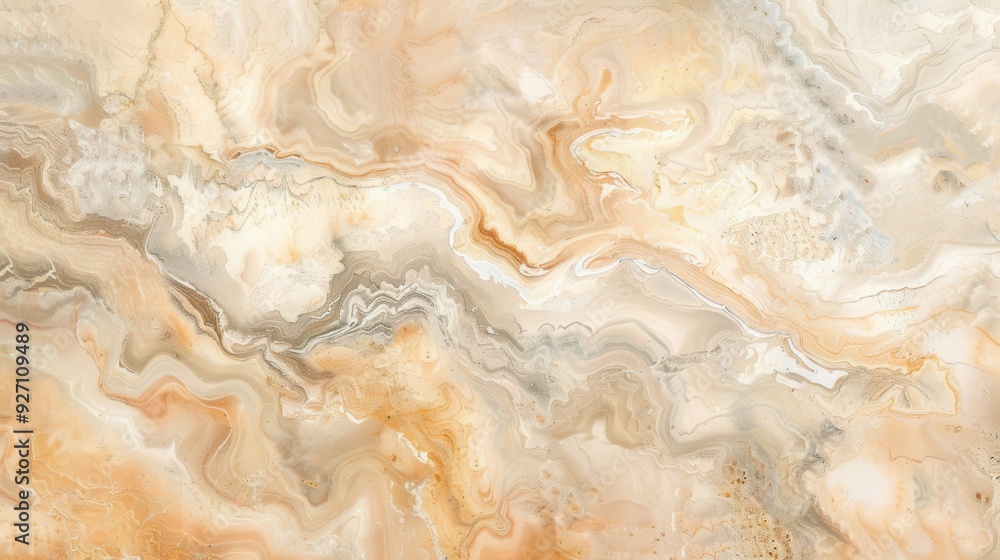 Poster a close-up image of a beige and gray marble surface with a swirling, flowing pattern. the light beig