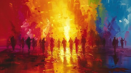 Fototapeta premium Vibrant Festival of Colors with Lively Crowd