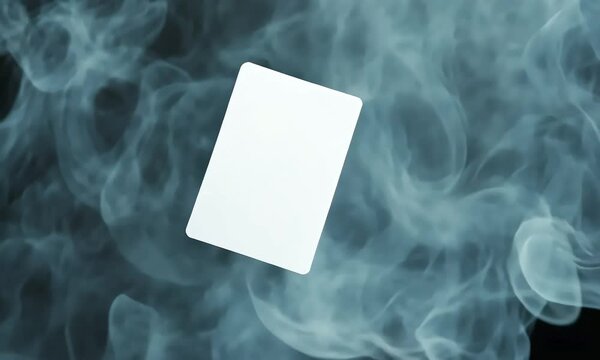 Blank card floating in mysterious smoke with ai generated.
