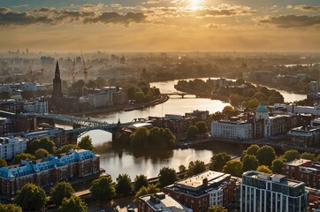 Fototapeta premium Aerial view of Hammersmith academy in the morning, UK