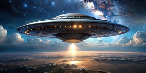 Obraz premium Alien spaceship isolated on background rendering, alien, spaceship, isolated, background,rendering