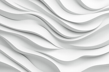 Obraz premium Minimalistic 3D white wavy lines pattern creating a smooth and modern abstract design. Perfect for backgrounds, textures, or copy space with a clean aesthetic.
