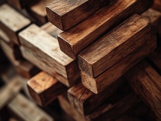 Stacked wooden planks