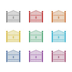 Gate icon isolated on white background. Set icons colorful