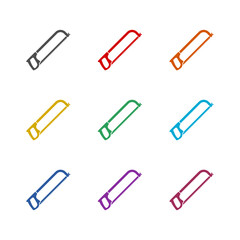 Saw icon isolated on white background. Set icons colorful
