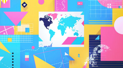 colorful abstract background for presentation on a blue, pink, and yellow color