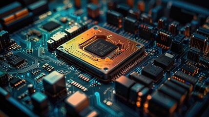 Fototapeta premium Abstract technology circuit design CPU motherboard of a computer board and processor created with Generative AI 