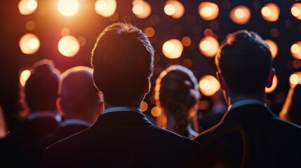 Audience Silhouettes Illuminated by Stage Lights