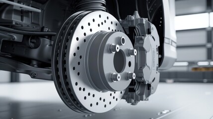 Close-Up of a Car's Disc Brake System