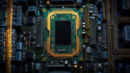 Free Photo secure connection or cyber security service concept of compute  motherboard CPU closeup 	
