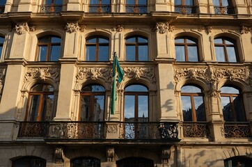 Budapest from Vecsey street near Liberty square, old buildings in Budapest