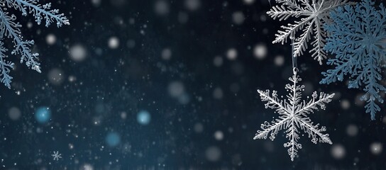 Christmas background with snowflakes, winter blue snow background