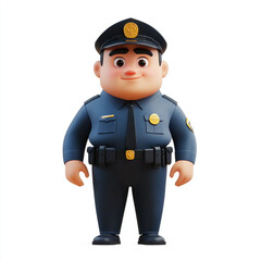 3D cartoon, a male security uniform. on a solid white background