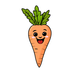 Orange funny carrot in cartoon style