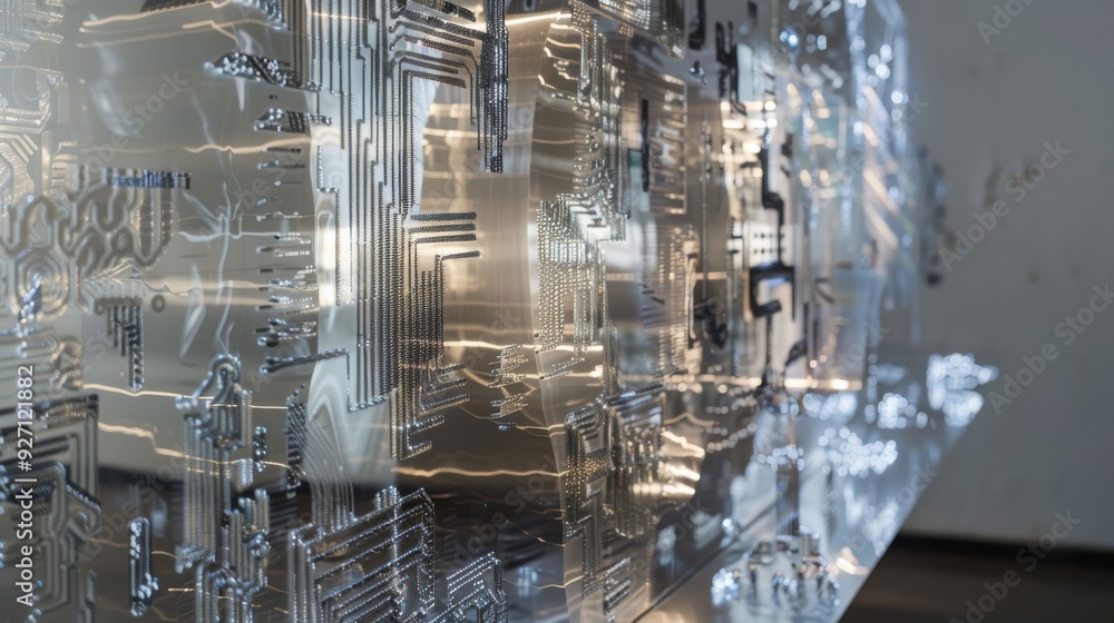 Aufkleber a close-up view of a glass sculpture, showcasing a delicate, intricate pattern that resembles a circ