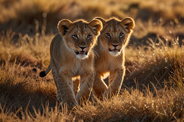 Naklejka premium Lioness and cubs