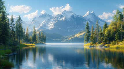 Fototapeta premium Serene Mountain Lake