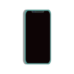 Illustration of a Mobile Phone with a green border and a black screen, isolated on a white background