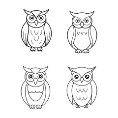 Stylish Owl Outline Silhouette Vector Art for Printable.