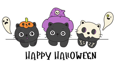 Halloween cats kawaii kitten trick or treat spooky character