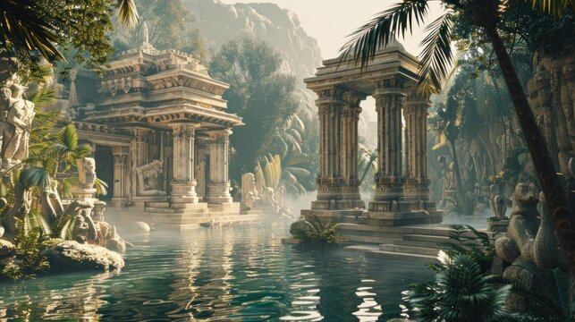 Ancient Ruins in a Lush Tropical Paradise