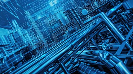 Neon-lit Futuristic Industrial Plant Showcasing Automation Technology
 Integration in Modern Business Operations