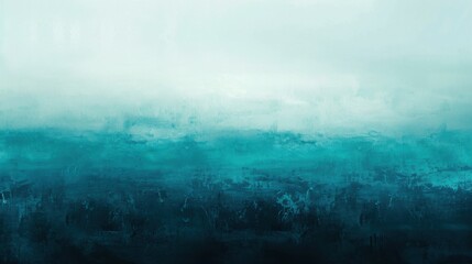 Fototapeta premium A digital painting created using watercolor techniques features an abstract design of hazy, blurry, white and teal lines. The background is a soft white color and the lines shift to a darker teal colo