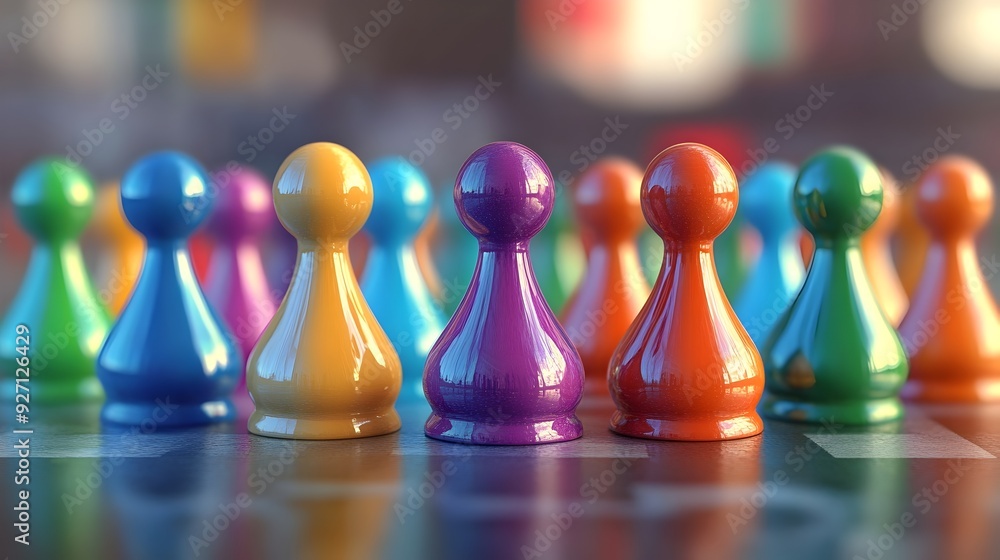 Aufkleber multicolored game pieces arrangement highlighting unity and coordination