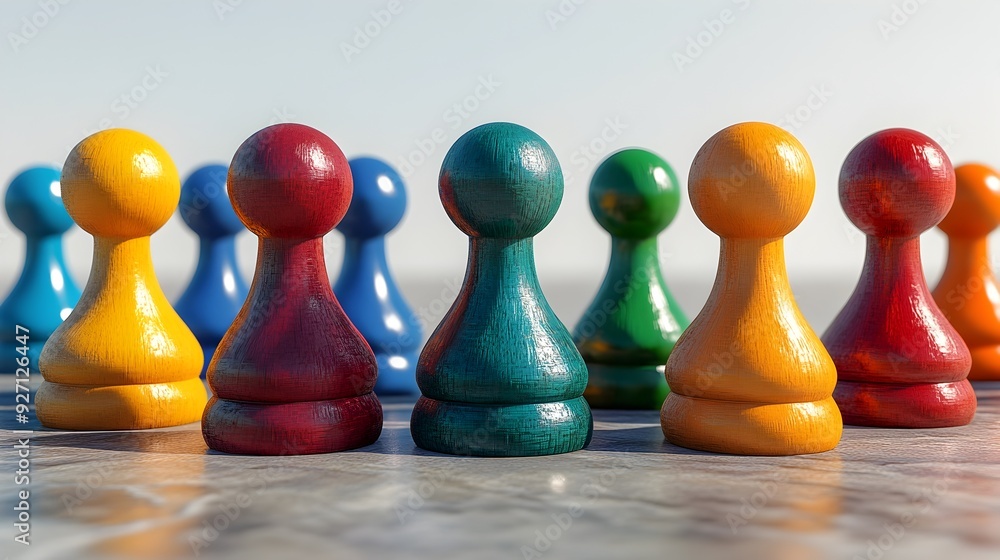 Aufkleber unity and coordination through multicolored game piece arrangement