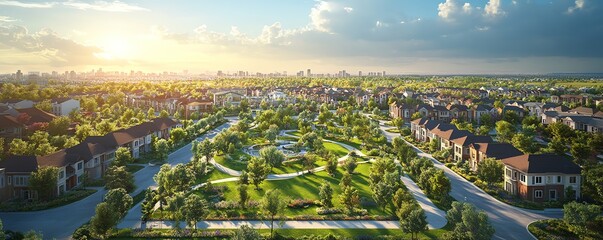 3D layout of a mixeduse development, integrating residential, commercial, and green spaces in a cohesive design Layout Engineering, Mixeduse development