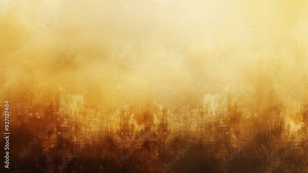 Poster a hazy, golden sunset casts a warm glow over an abstract cityscape, with a variety of shapes and tex