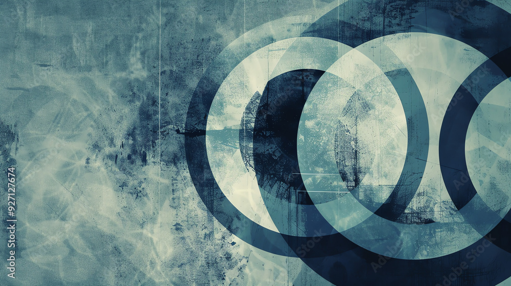 Poster an abstract image with a blue background and white circles.