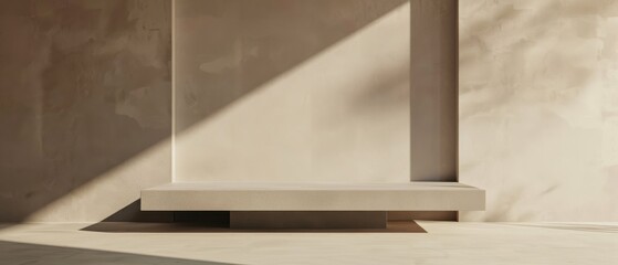 Fototapeta premium Minimalist Concrete Platform with Sunlight.