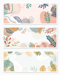 Design banner frame flower Spring background with beautiful. flower background for design. Colorful background with tropical plants.