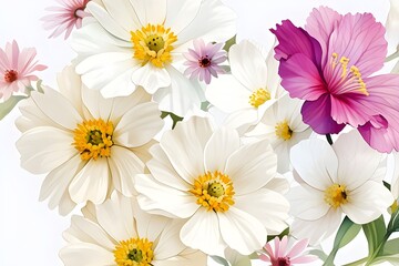 Beautiful flower design. white and pink flowers