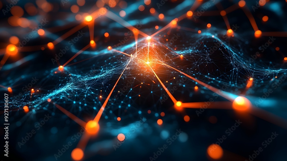 Poster sleek futuristic network structure emphasizing digital connectivity