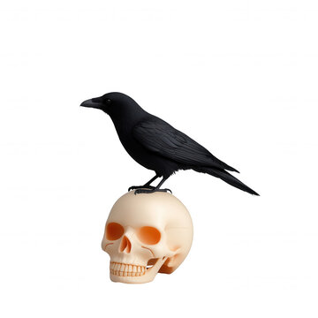 recommend clip art: Raven on Skull Halloween Decoration