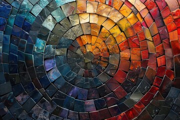 Fototapeta premium A colorful and eye-catching shield, showcasing a vibrant mosaic of geometric shapes.