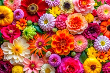 Beautiful bright colorful zinnia flowers