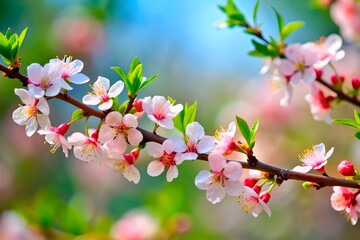 Obraz premium spring flowers on tree branches in nature