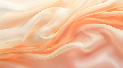 The image features a close-up of a piece of fabric draped and folded, creating soft, flowing waves and folds. The fabric is a light peach color, fading into a slightly whiter hue at the edges, offerin