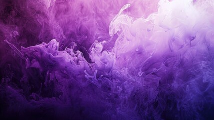 Fototapeta premium Purple and white ink swirls and mixes in a dark blue liquid, creating a vibrant and dynamic abstract design.
