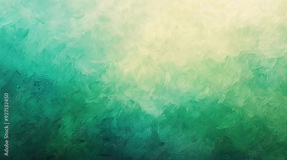 Poster An abstract watercolor painting with a blend of green and yellow hues. The colors transition smoothly from deep green at the bottom to a light yellow at the top, creating a sense of depth and dimensio