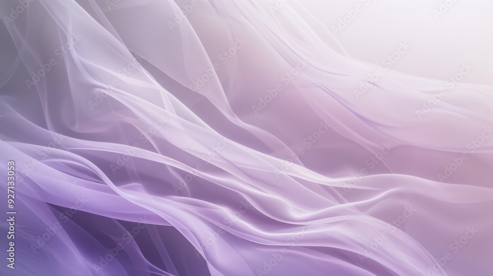 Poster a close-up image of lavender tulle fabric draped and flowing, showcasing a subtle gradient from dark